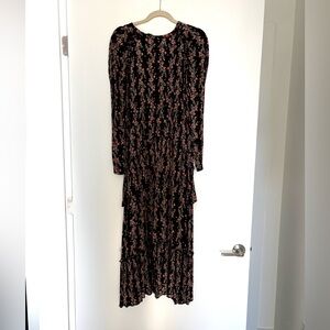Zara Black and Pink Floral Long Sleeve Dress